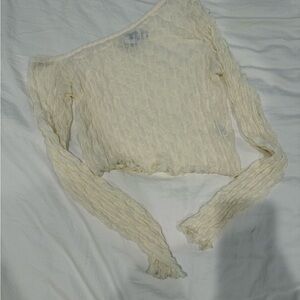 Princess Polly Cream Off-Shoulder Top